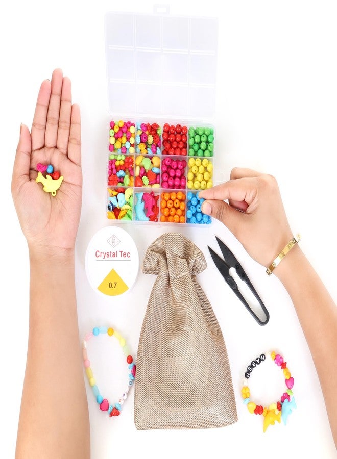 Ambitieux DIY Bracelet Making Kit for Girls - 12 Types Colorful Beads with Charms, Elastic Thread, Earrings, Clasps & Rings - Jewellery Craft Kit for Kids, Birthday Return Gift, Rakhi Special Set for 2 3 4 5 6 7 8 9 10 years (8 mm opaque) - Image 5